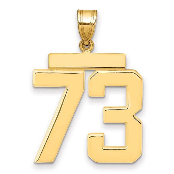14k Yellow Gold Athletic Collection Large Polished Number 73 Pendant